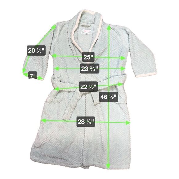 Oscar De La Renta Pink Label Womens XL Bathrobe Soft Plush Mint Green Chevron - Picture 3 of 4